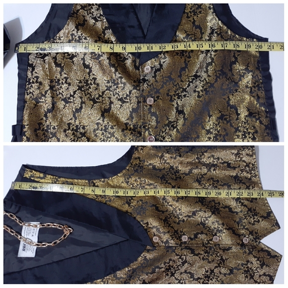 Unisex Gold Metallic Ornate Tuxedo Vest - Picture 7 of 9